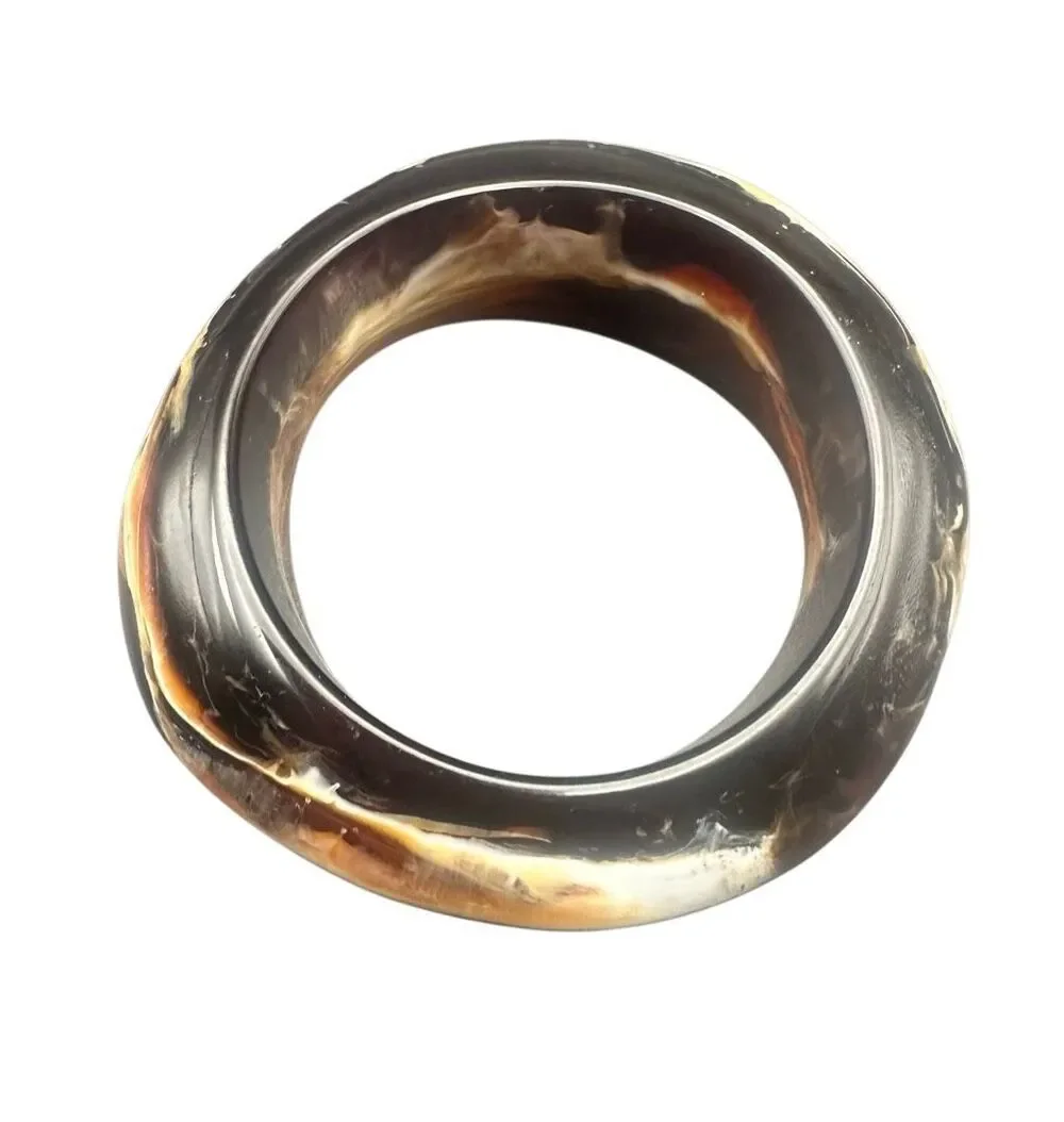 Vintage Marbled Lucite Brown Cream Bangle Bracelet tortoise shell amber